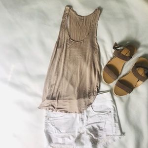 SOLD Madewell Tan Tank Top Lettuce Hem